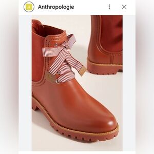 Anthropologie Bernardo Girls Zina Rain Brown Ankle Boots with Ribbon Laces 5.5